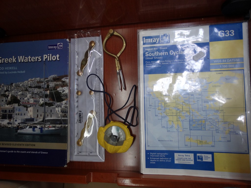 18 greek water pilot, charts, divider, compass, navigation ruler