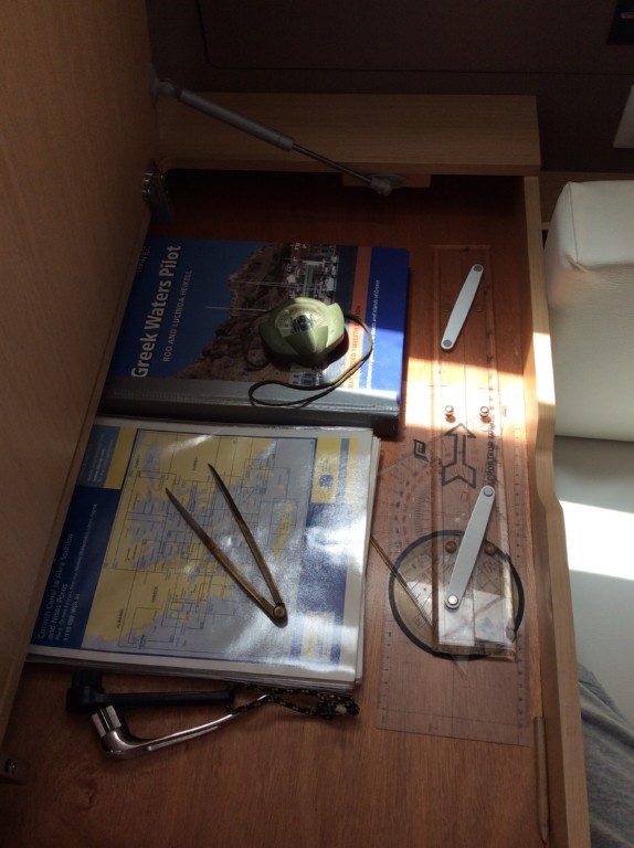 16 greek water pilot, charts, divider, compass, navigation ruler