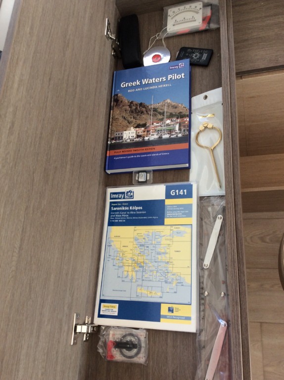 Greek water pilot,maps,handbearing compas,navigation ruler, divider