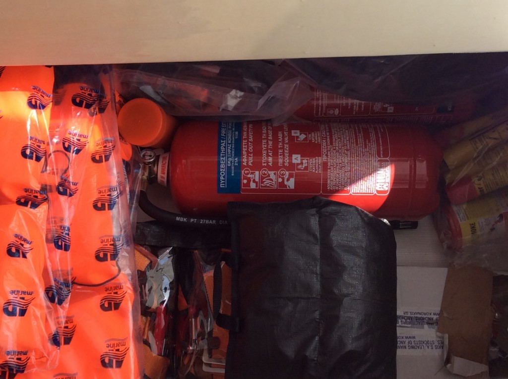 Life jackets, fire extinguishers,life line