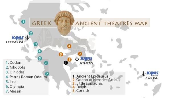 Greek ancient theatres map Greek ancient theatres map