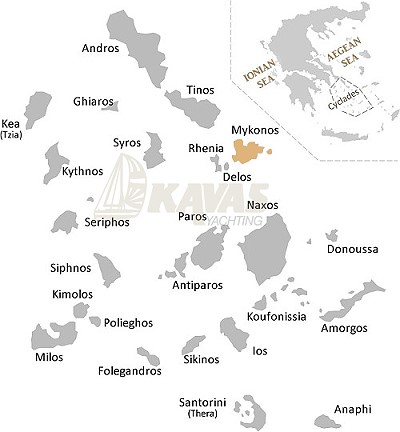 Mykonos Cyclades map Mykonos Cyclades map