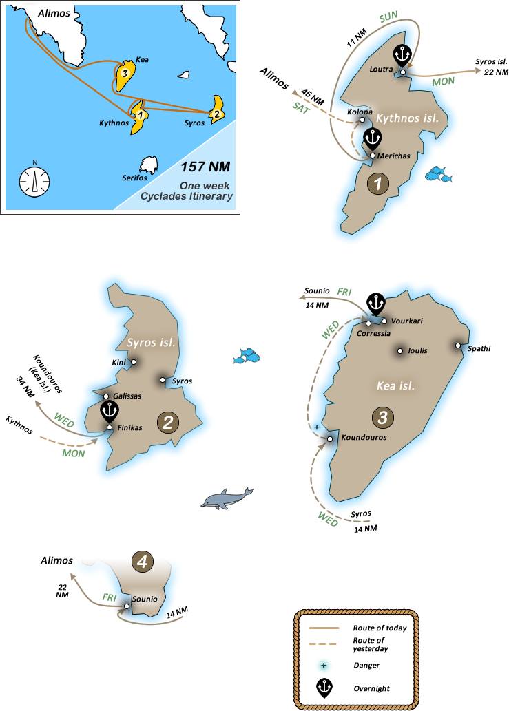 Cyclades Itinerary - 157 NM