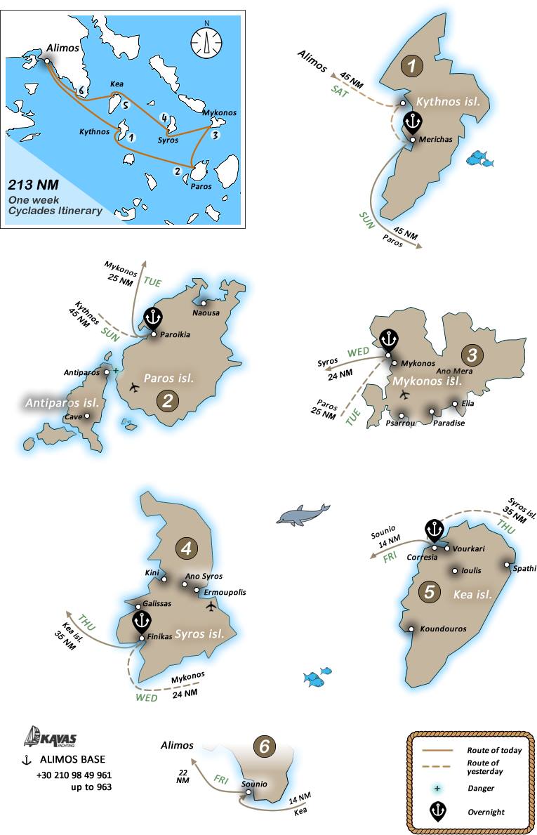 Cyclades Itinerary - 213 NM