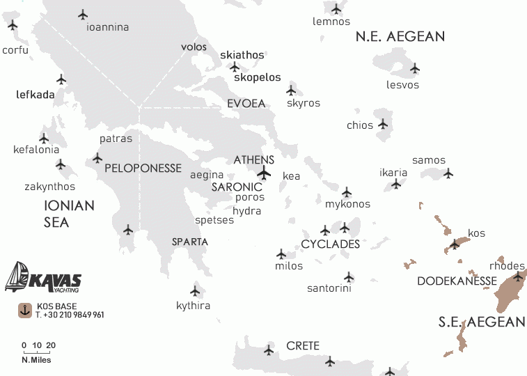 Dodecanese sailing charter map