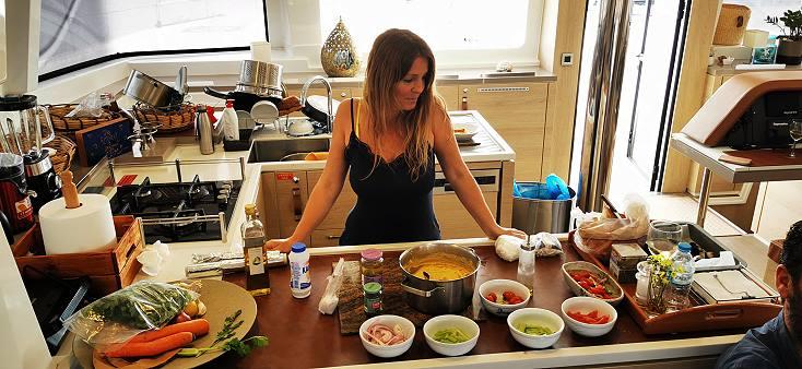 cooking on a catamaran