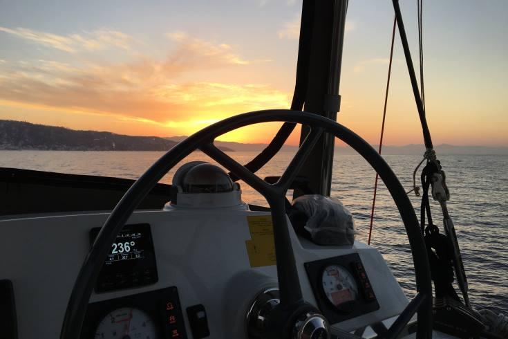 Sailing on a catamaran